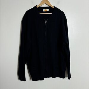 SAI Uniform Zip Sweater Navy Size 5XL‎ Lower Pockets Grandpa Core Solid Black